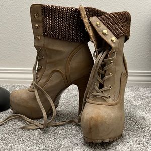 Tan Sweater Neck Boots